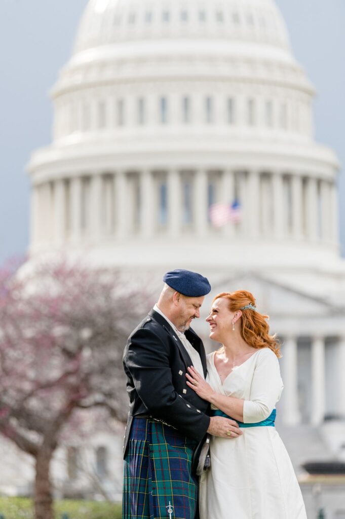 Groom and Bride with US Capitol